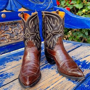 Tony Lama Caribou moc Pointed Toe boots Gold Label label 9.5 rare With Zipper